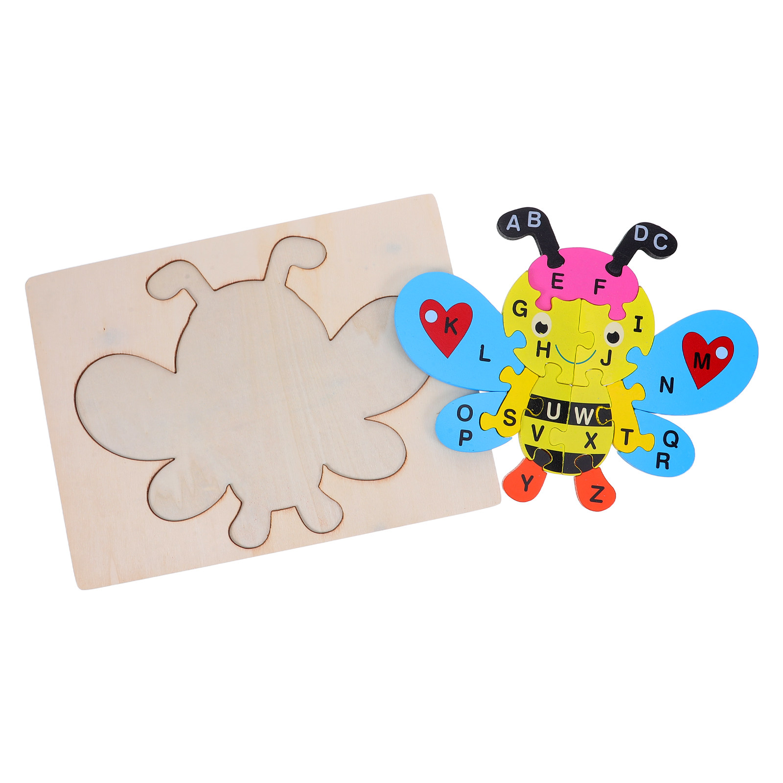 Abc Kids Early Education - 1Set Wooden Alphabet Puzzle Bee Shape