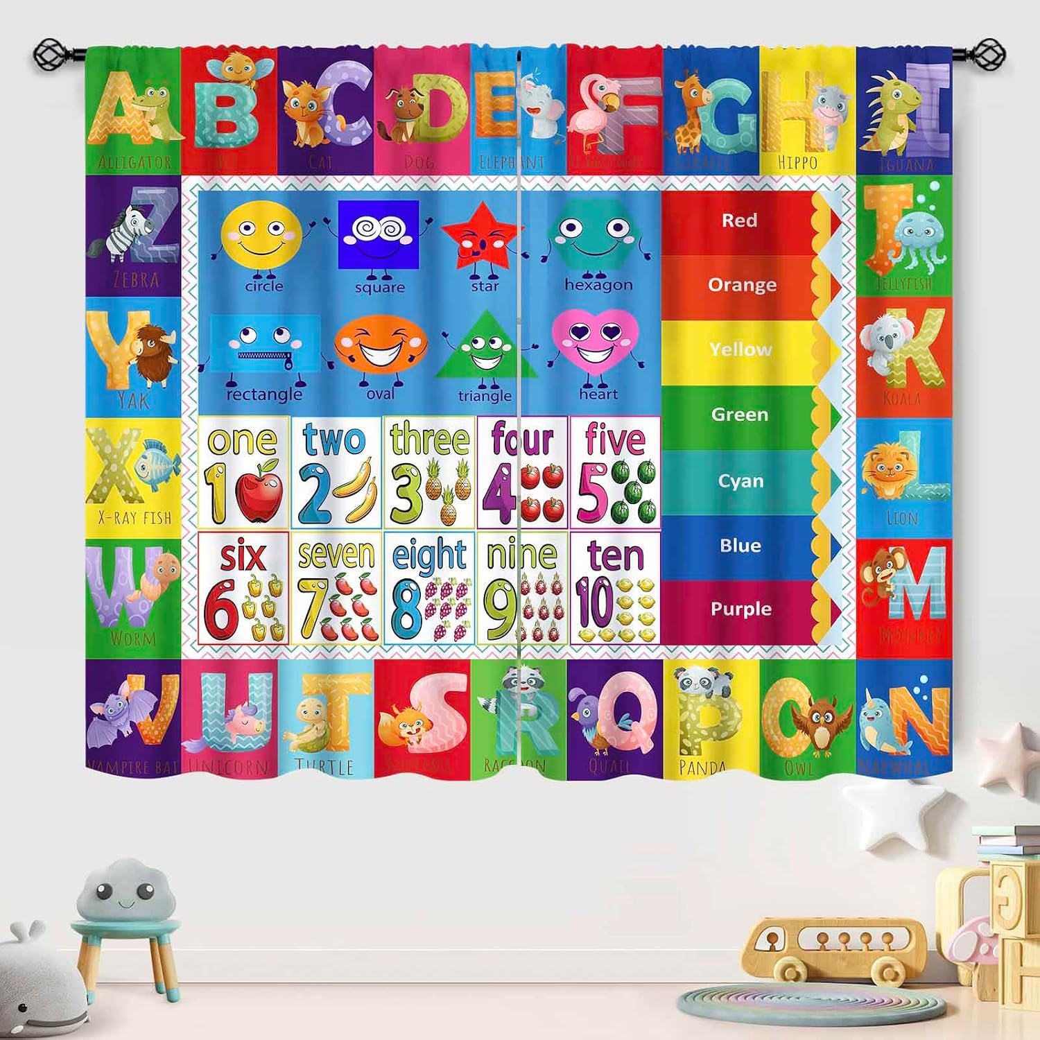 ABC Number Shape Curtain Panel - Abc Kids Early Education ulasan dan harga