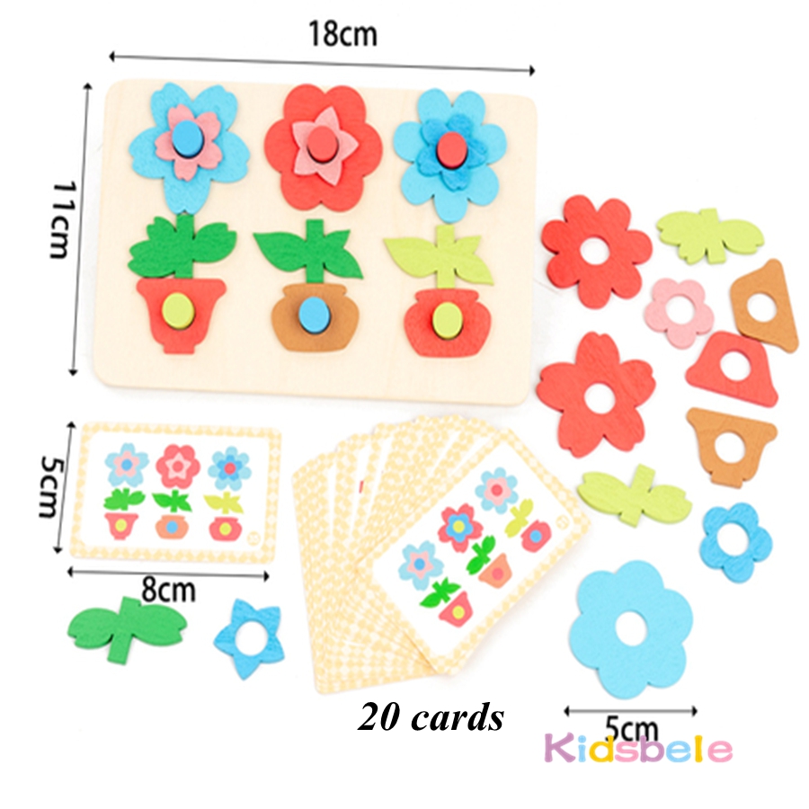 Montessori DIY Wooden Flower P - Kids Education Card ulasan dan harga