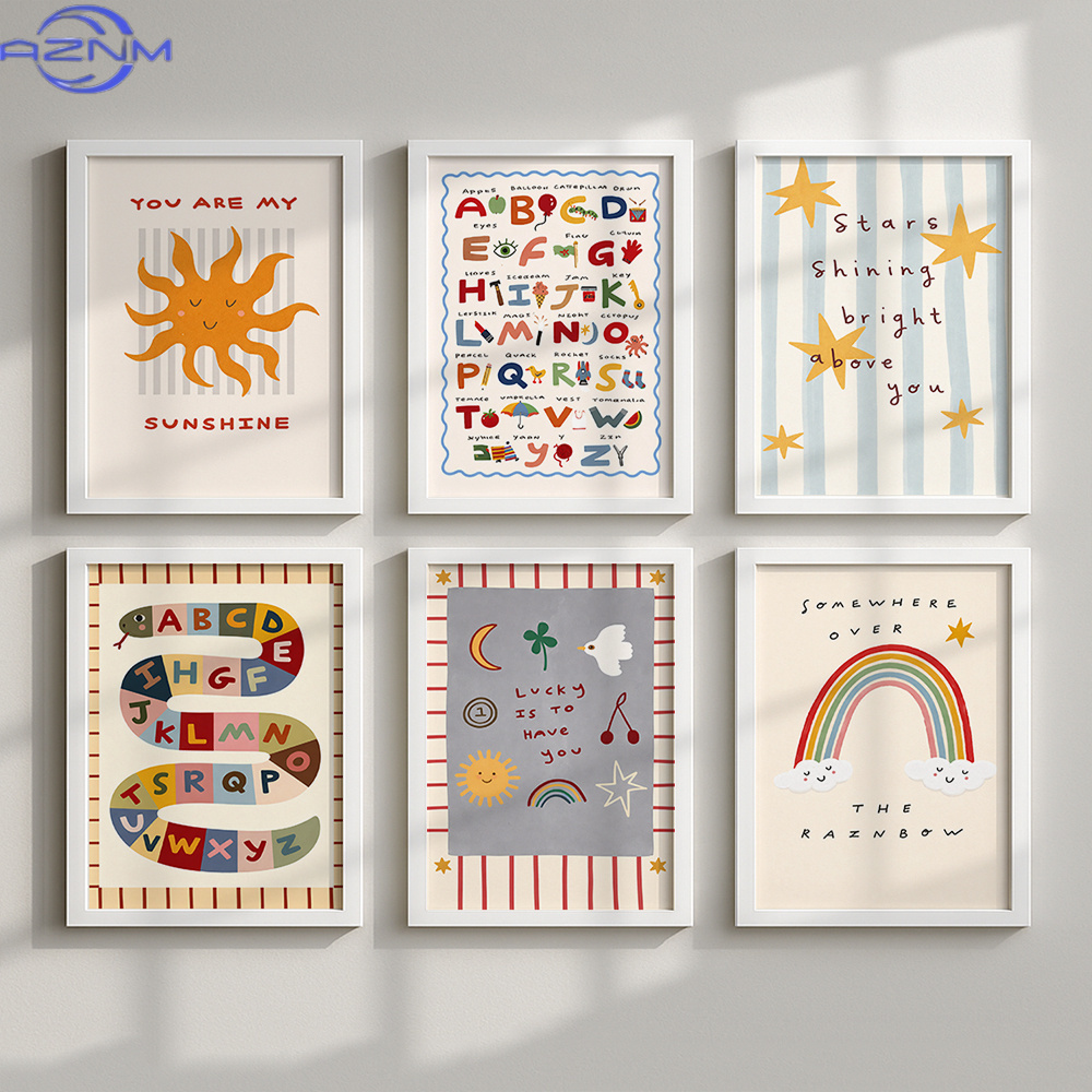 Set of 6 Canvas Poster Nursery - Inspirational Kids Education Quotes ulasan dan harga