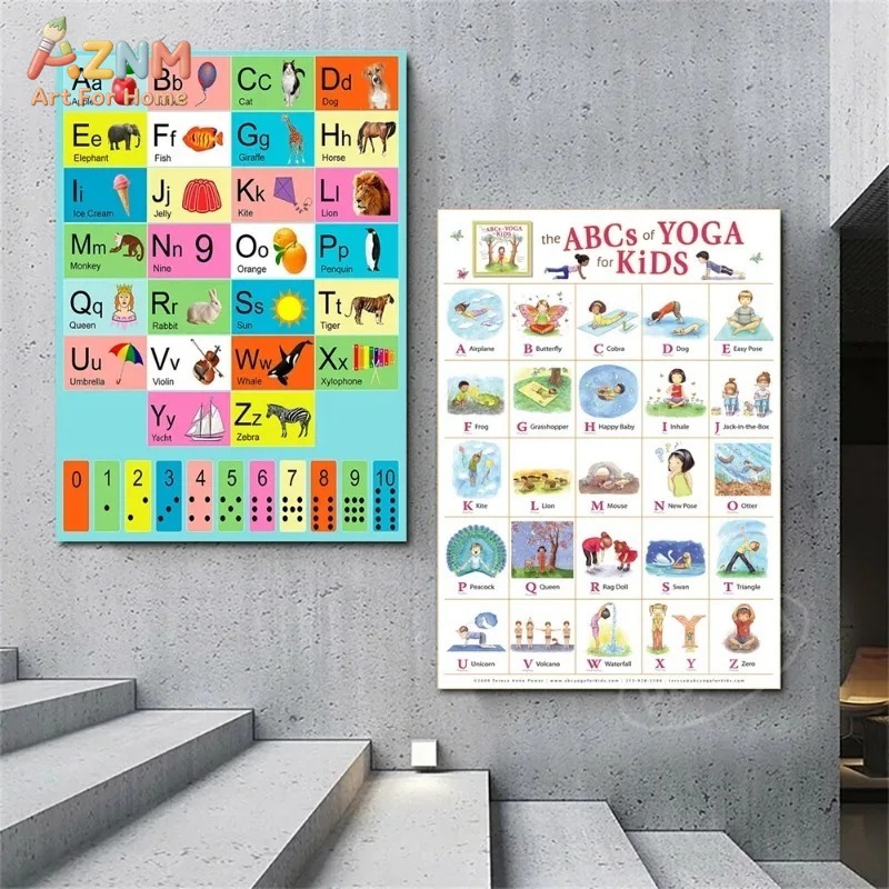 AZNM Frameless Canvas Poster K - Kids Yoga Education ulasan dan harga